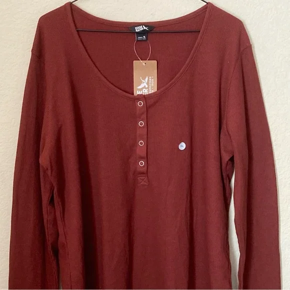 Eddie Bauer Thermal Waffle Knit Henley Shirt - Picture 2 of 6